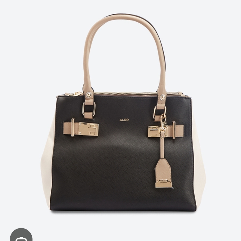 Aldo Elegant Black and Cream Scammel Bag